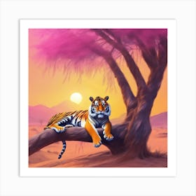 Tiger In The Desert 2 Art Print