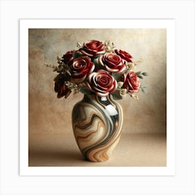 Roses In A Marble Vase 4 Art Print