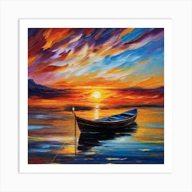 Sunset Boat 1 Art Print