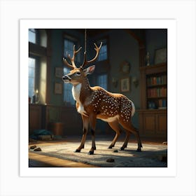 Deer In A Room 9 Art Print