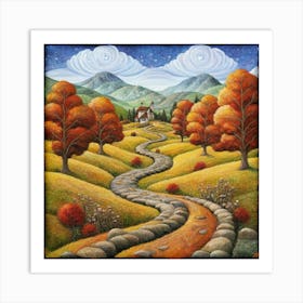 The Winding Road Home. In the middle of the meadows 2 Art Print