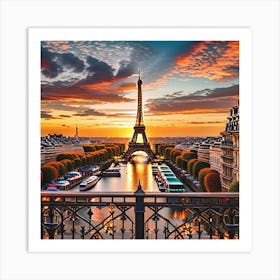 Sunset In Paris Art Print