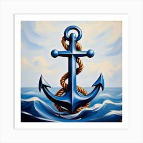 Ship anchor, Ropes, Oil painting 13 Art Print