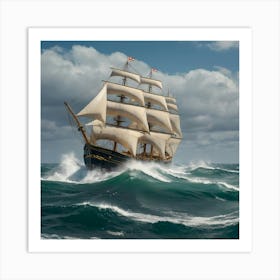 Sailing Ship In Rough Seas 2 Art Print