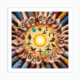 Many Hands In A Circle 1 Art Print