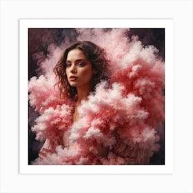 Woman In Pink Smoke Art Print