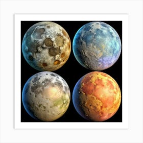 Four Moons In Space Art Print