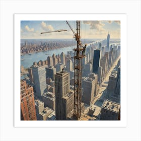 The City's Guardian: A Worker on the Edge of Creation New York Art Print