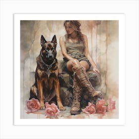 'Dog And Girl' Art Print