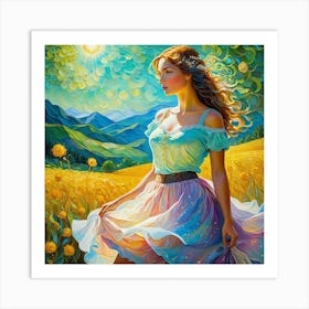 Girl In A Field fuh Art Print