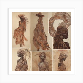 Silhouettes, Boho style 1 Art Print