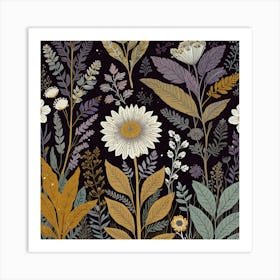 Wild Flowers Seamless Pattern Art Print