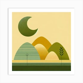 Moon And Mountains 5 Art Print