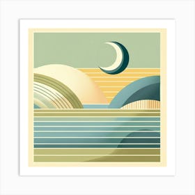 Moon And The Ocean Art Print