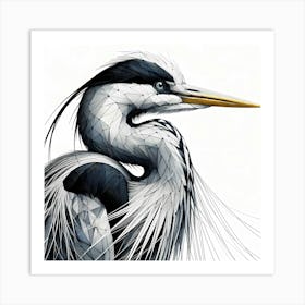 Crane Head Portrait Drawing - Wild Bird Artwork 164 Art Print