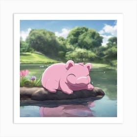 Sleeping Pig Art Print