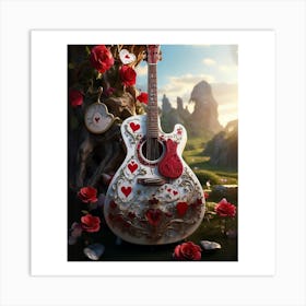 Heartstrings Monarchy Queen Of Hearts Guitar Elegance (18) Art Print