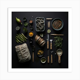 Barbecue Props Knolling Layout (45) Art Print