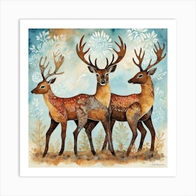 Default Outback Animals 2 Motif Batik Deer Art Print 2 (1) Art Print