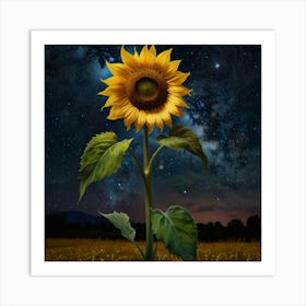 Sunflower In The Night Sky Art Print