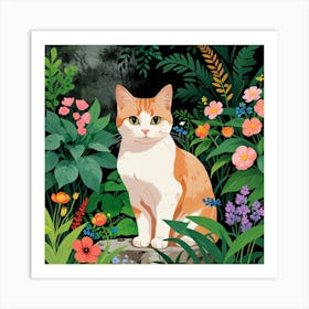 Cat In The Garden 10 Art Print