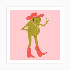 Howdy Partner | Pink Cowboy Frog 1 Art Print