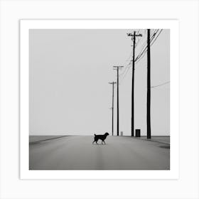 Dog On The Road Art Print