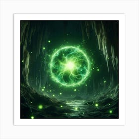 Green Sphere In The Cave Art Print