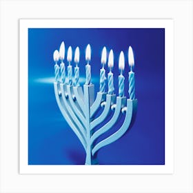 Hanukkah Menorah with Lighted Candles Art Print