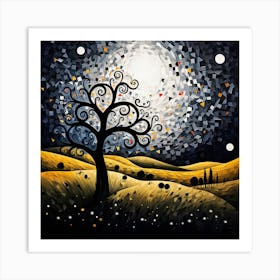 Tree In The Night Sky 3 Art Print