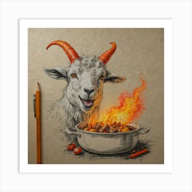 Goat On Fire 3 Art Print