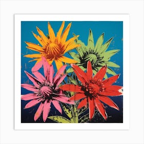 Andy Warhol Style Pop Art Flowers Edelweiss 3 Square Art Print