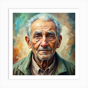 Close Up Portrait Of An Elderly Man Art Print