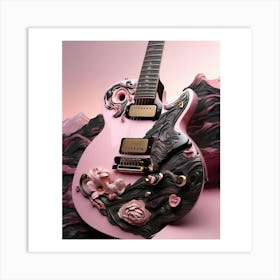 Rhapsody in Pink and Black Guitar Wall Art Collection 14 Art Print