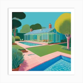 Default Hockney House Abstract 0 Art Print