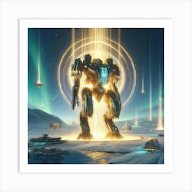 A Futuristic Sci Fi Scene Focusing On The Aurora D Art Print