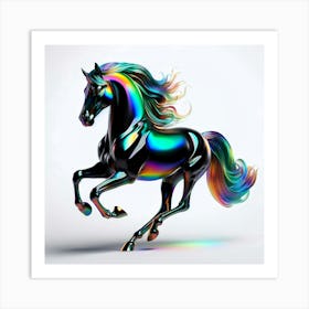 Glossy Ceramic Rainbow Color Horse Art Print