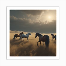 Horses In The Desert Art Print