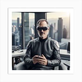 Futuristic Man In Glasses 1 Art Print