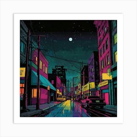 Neon City Night Art Print