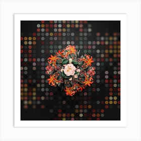 Vintage Gray's Invincible Camellia Floral Wreath on Dot Bokeh Pattern n.0057 Art Print