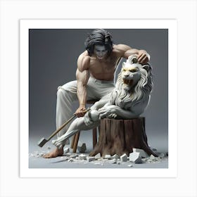 Lion King, The Joker With A Lion king Art Print
