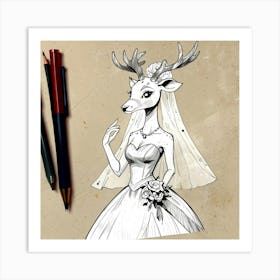 Deer Bride 1 Art Print