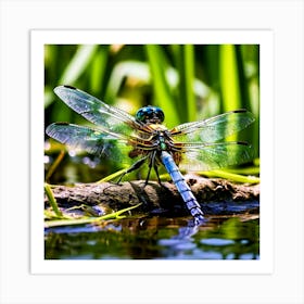 Nature Dragonfly Mating Couple Insect Sitting Duck Pond Lively Dvd Fauna Wild Animal Gras (1) Art Print