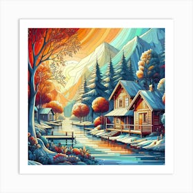 Winter Landscape Painting 3 Art Print