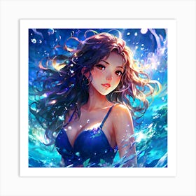 Anime Girl In The Water 1 Art Print