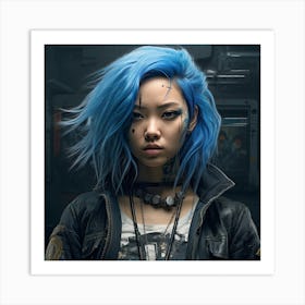 Blue Haired Girl 1 Art Print