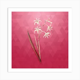 Vintage Gladiolus Cuspidatus Botanical in Gold on Viva Magenta Art Print