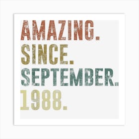 34th Birthday Vintage Amazing Since September 1988 Art Print