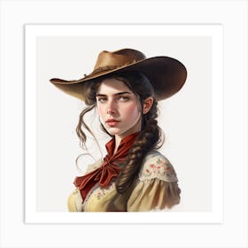 Girl In A Cowboy Hat Art Print